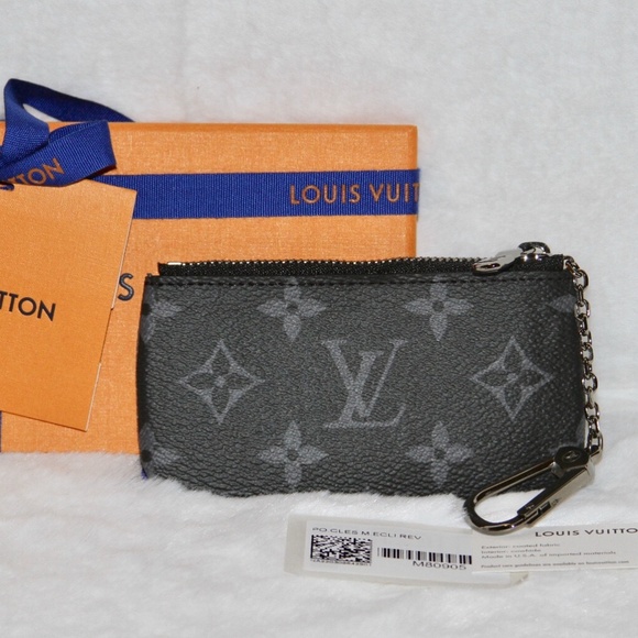 LOUIS VUITTON Pochette Cles Key Pouch Monogram Eclipse Reverse Purse Card Wallet - Picture 1 of 11